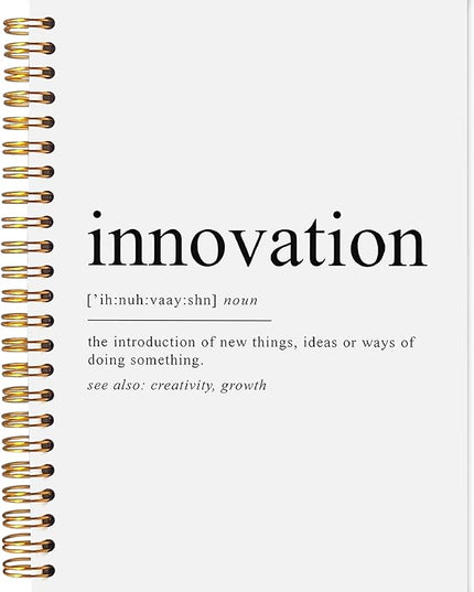 Innovation Definition Inspirational Notebooks, Motivational Journal for Work, Inspirational Gifts for Coworkers Women Men, Inspiring Creativity Spiral Notebooks 5.5x8.3 Inch
