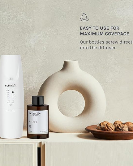 Scentify Malibu Aroma Oil Refill Scent for Oil Diffusers - Lemon, White Tea, Thyme, Cedar, Musk Scents - Luxurious Relaxing Aromatherapy Diffuser Fragrance 100ml, 3.38 oz