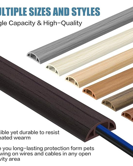 Floor Cord Covers for Wires 10FT Cable Hider Wire Cover Self Adhesive Cord Hider Floor for Offices, Homes, Workshops, Warehouses Cable Cavity 0.39" W x 0.27" H