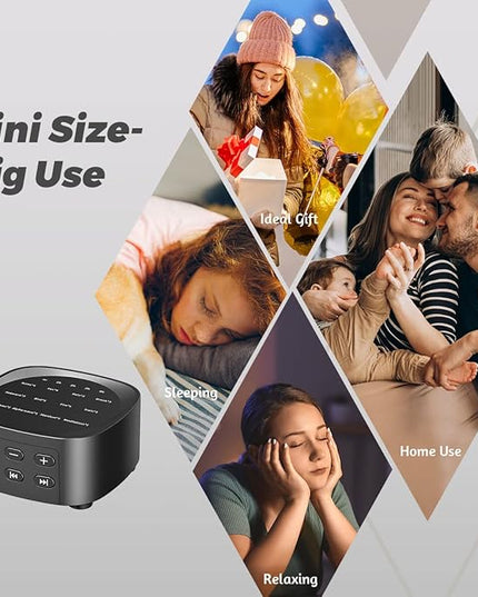Sleepbox Sleep White Noise Sound Machines with 25 Soothing Sounds 36 Volume Levels 5 Timers Visible Sound Catalog Portable Size Memory Function for Home Office and Travel