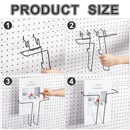 4 Pair Slatwall Literature Holder Pegboard Shelf Accessories Pegboard Magazine Holder Expandable Literature Display Metal Wire Retail Magazine Shelf for Slatwall Gridwall Exhibition(Black)