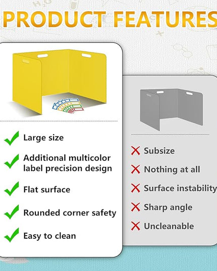 24 Pcs Desk Dividers for Students Classroom Plastic Privacy Folders Yellow Test Dividers for Students Desks Trifold Privacy Panel Partitions for School Teacher Supplies (24pcs Yellow)