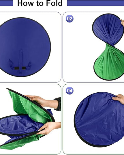 Cosmos 1 Pc Blue Screen Backdrop 43 in / 110 cm Diameter Foldable Portable Photography Background Green Screen Chroma Key Backdrop for Photography Photo Video Studio, Live Streaming, Video Meeting