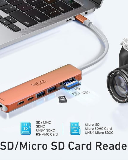 USB C Hub HDMI Adapter for MacBook Pro/Air, 7 in 1 USBC Dongle with HDMI, SD/TF Card Reader, USB C Data Port,100W PD, and 2 USB 3.0 Compatible for MacBook Pro/Air, Dell XPS, Lenovo Thinkpad.