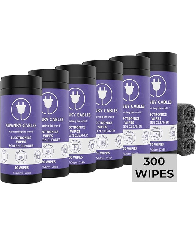 Screen Cleaner Wipes: Electronic Wipes for Screens - Computer Screen Wipes for Lens, Phone, Tv Screen and Monitor Cleaning - Tech Wipes & Microfiber Cloth (Canister, 300 Count)