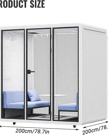 Mobile Office Pod Booth, Quiet Meeting Pod with Acoustic Panels, Sound Proof Room with Desk, Portable Removable Working Booth for Private Phone Calling Study,200cm
