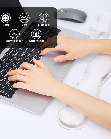 Gel Wrist Rest for Keyboard and Mouse, Wrist Rest for Keyboard, Mouse Wrist Support, Pain Relief, Cool Touch, Non-Skid, Mouse Wrist pad
