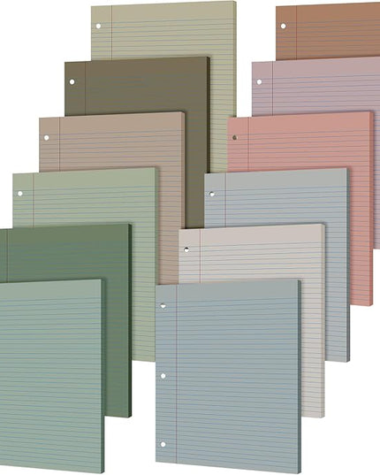 PerKoop 600 Sheets Colored Loose Leaf Paper 8.5" x 11" college ruled Lined 3 Hole Punched notebook Filler Paper for 3 Ring Binders Office School Supplies (Morandi Colors)
