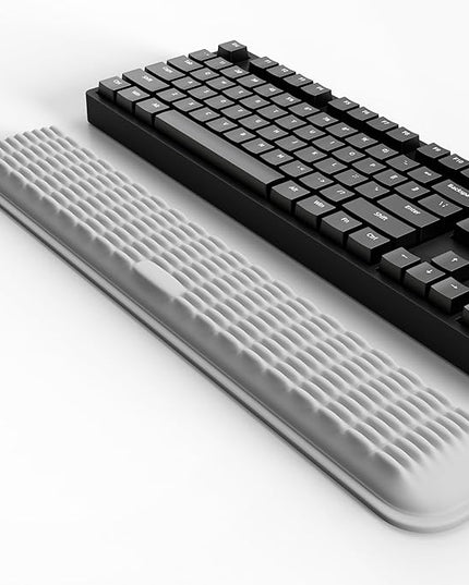 MEKASS Keyboard Wrist Rest - Soft Memory Foam Wrist Support for Long Hours of Work, Gaming, Studying (Light Gray)