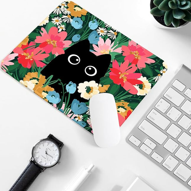 Black Cat Square Mouse Pad,Non-Slip Rubber Base Mouse Pad,Home Office Decoration Desktop Accessory,Laptop Mouse Pad for Office Laptops,9.4x7.8x0.12inch 3