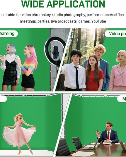 7.87ft x 13.12ft Green Screen Backdrop with Stand,Zyernar Large Green Collapsible Backdrop with Stand foror Photo Studio Video Shooting,YouTube Tutorials and Real-Time Videos, Streaming Games,Stage