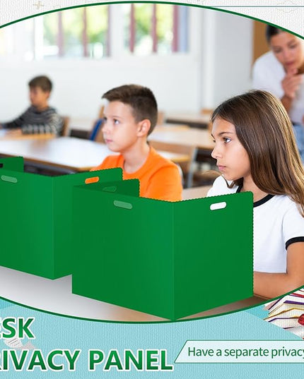 24 Pcs Desk Dividers for Students Classroom Plastic Privacy Folders Green Test Dividers for Students Desks Trifold Privacy Panel Partitions for School Teacher Supplies (24pcs Green)