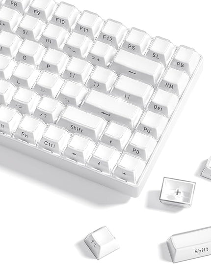Womier Keycaps - Jelly Keycaps White 60 65 75 100 Percent, Side Printed Elegant Crystal Key caps, Custom 113 Keys OEM Profile for 61/68/84/87/98/100 Cherry Gateron MX Mechanical, White