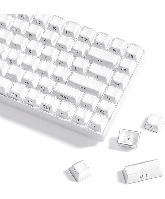 Womier Keycaps - Jelly Keycaps White 60 65 75 100 Percent, Side Printed Elegant Crystal Key caps, Custom 113 Keys OEM Profile for 61/68/84/87/98/100 Cherry Gateron MX Mechanical, White