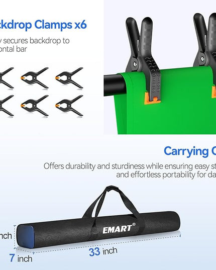 EMART 10 x 10ft Green Screen Backdrop Kit with Tripod Stand, Photography Background Support System with 10 x 15ft 100% Cotton Muslin Chromakey Backdrop for Photo Studio, Video Shooting, Live Streaming