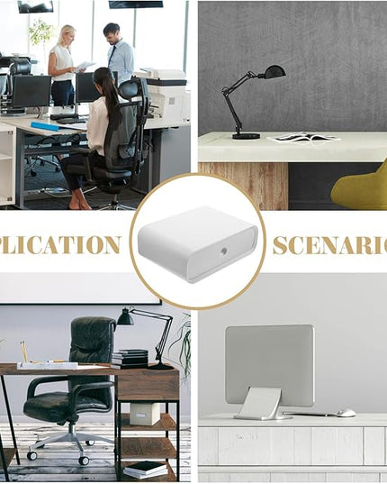 Computer Monitor Stand Riser with Storage Drawers and Laptop Riser for Office Desk Organization, White Sealed Drawer Desktop Heightener for Workstation Accessories