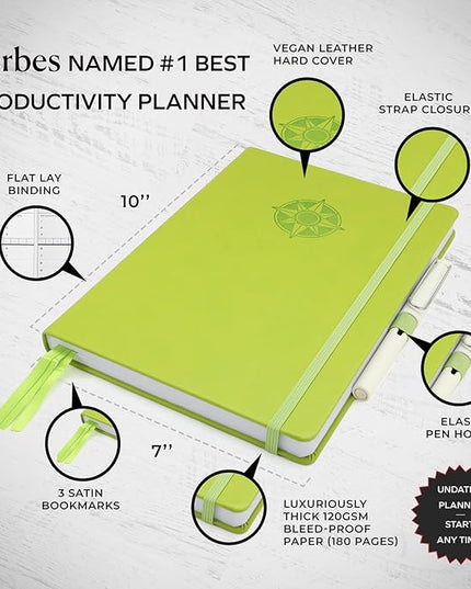 Smart Planner Pro – Undated Daily Planner – Medium B5 – Achieve Goals & Increase Productivity with Weekly, Monthly, Work Sections - Organizer Planner with Back Pocket, 3 Satin Bookmarks & Pen Holder