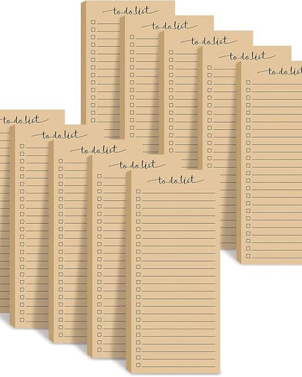 Censen 10 Pack 500 Sheets To Do List Notes Daily Checklist Notepads with 50 Sheets Each Undated Color Memo Pad Block Shopping List Pad Weekly Plan Notepad Organizer Planners(Wood Color,Lined)