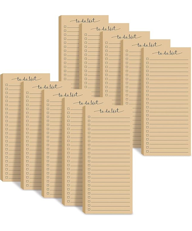 Censen 10 Pack 500 Sheets To Do List Notes Daily Checklist Notepads with 50 Sheets Each Undated Color Memo Pad Block Shopping List Pad Weekly Plan Notepad Organizer Planners(Wood Color,Lined)