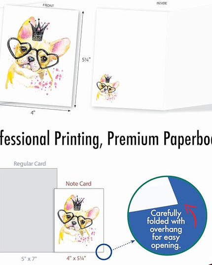 The Best Card Company Assorted Wildlife Watercolor Blank Card Box Set - Incl. 10 Animal Designs Notecards + Envelopes for Thank You, Invitations, More - Funky Colorful Creatures AM6749OCB-B1x10-NB