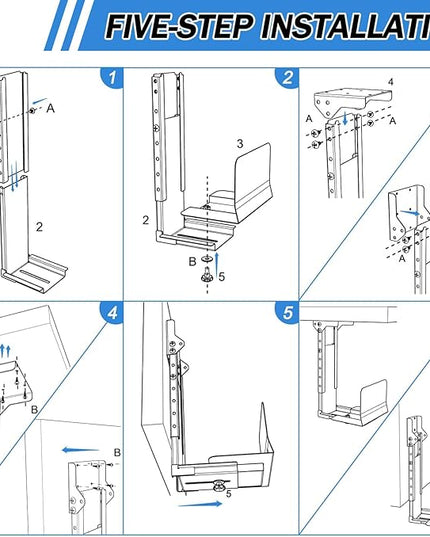 Heavy Duty Computer Wall Mount PC Case - Upgraded, Also Great for PC Mount Under Desk - Height Adjustable from 11" to 21", Width Adjustable from 5.5" to 9.8", Computer Tower Under Desk Home Office