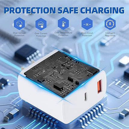 USB C Charger Block for iPhone 17 16,40W Dual Port A/C Phone Chargers,2Pack Type C Charger Fast Charging Wall Chargers Quick 10FT USB C Cable for iPhone 17/17 Pro Max/17 Air/16 Pro/16e/15 Plus/15 Pro