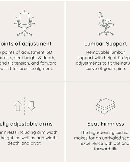 Branch Ergonomic Chair Pro - Mesh Office Chair with 14 Points of Adjustment - Height, Depth & Tilt Adjustable - 5D Armrests - Forward Tilt, Smooth Recline, and Lumbar Support - Shore