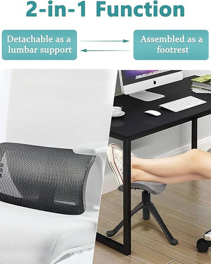 Footrest for Desk Adjustable Height 2-in-1 Function Rotatable Ergonomic Under Desk Footrest Ottoman Stool Rolling Leg Rest for Home Office (Gray)