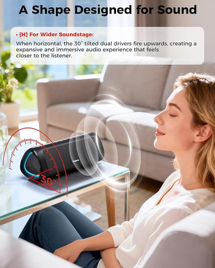 Bluetooth Speaker with HD Sound, Portable Wireless, IPX5 Waterproof, Up to 20H Playtime, TWS Pairing, BT5.3, for Home/Party/Outdoor/Beach, Electronic Gadgets, Birthday Gift (Black)