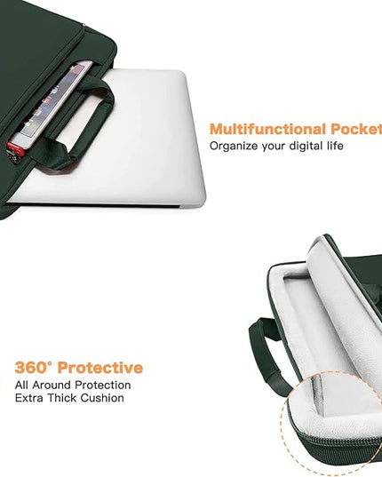 MOSISO 360 Protective Laptop Shoulder Bag Compatible with MacBook Air 13 inch M4 M3 M2 M1 2025-2018/Pro M2 M1 2025-2016,Matching Color Sleeve with Belt,Emerald Green