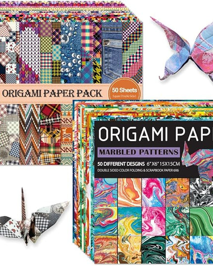 Origami Paper Kit Dobule Sided 100 Sheets 100 Colors 6 Inch Japanese Chiyo Square Easy Fold Arts Crafts DIY Handwork Origami Papers Cloth Rock Color