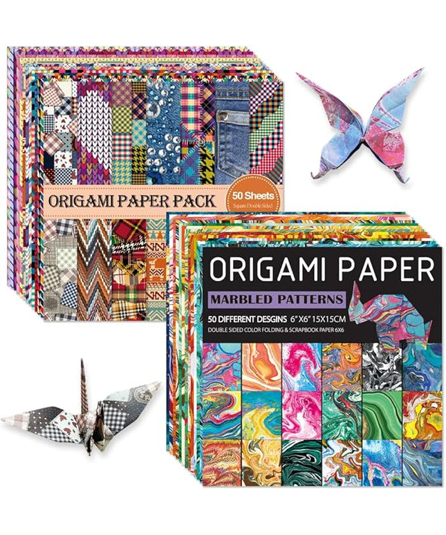 Origami Paper Kit Dobule Sided 100 Sheets 100 Colors 6 Inch Japanese Chiyo Square Easy Fold Arts Crafts DIY Handwork Origami Papers Cloth Rock Color