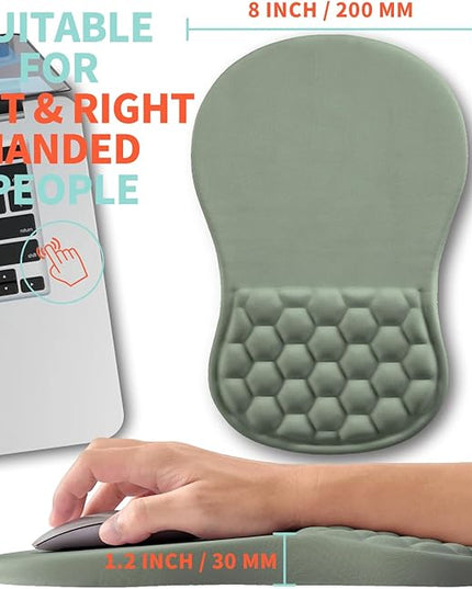 Ergonomic Mouse Pad Wrist Support with Memory Foam Massage Bulge, Carpal Tunnel Pain Relief Mousepad Wrist Rest for Mouse(12x8 inch, Light Green)
