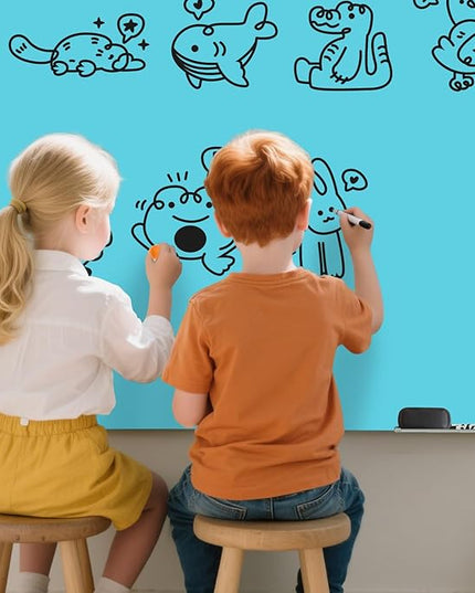 Magnetic Glass Dry Erase Board - White Board 48 x 36 Inch Wall Mounted Glass Whiteboard, Large Frameless Glass White Board for Wall Office, Home & School, Blue