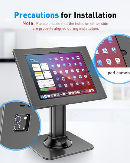 AboveTEK Anti-Theft iPad Kiosk Stand – POS iPad Security Stand – Heavy Duty Base, 360° Swivel, 75° Tilt Bracket – Perfect for Retail Business (Black) (Black, 12.9"/13" iPad & 12.4" Galaxy Tab)