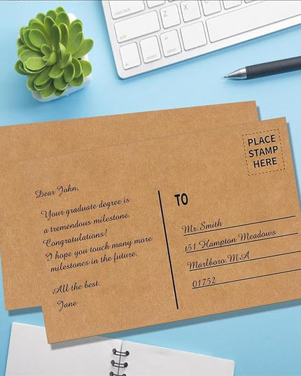 4 x 6 Blank Kraft Cards (Set of 100) - Thick, Heavy Card Stock for Post Cards, Photo Paper Invitations, Greeting, Note, Thank You, Index Cards - Plain for Writing, Stamping, Printing, Art, DIY Making