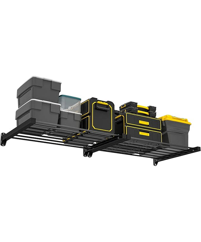 Ultrawall Garage Wall Shelves 33in x 24in, Heavy Duty Wall Mounted Storage Shelves for Storage Bins, Holds Up to 350Lbs, 2 Pack, Black