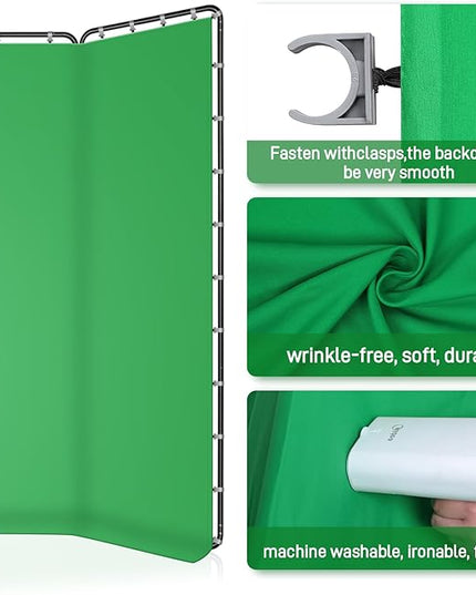 7.87ft x 13.12ft Green Screen Backdrop with Stand,Zyernar Large Green Collapsible Backdrop with Stand foror Photo Studio Video Shooting,YouTube Tutorials and Real-Time Videos, Streaming Games,Stage