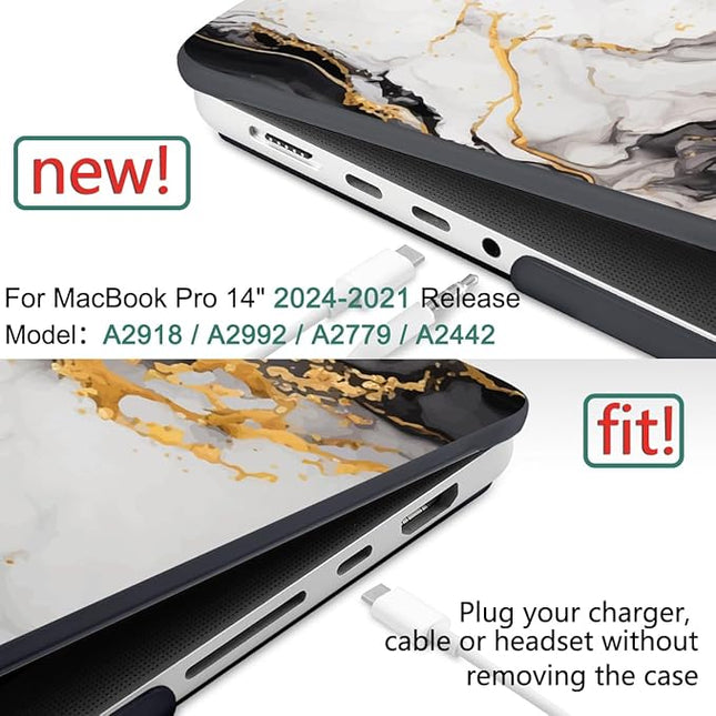 DONGKE Case for M5 MacBook Pro 14 inch 2025 2024-2021 M4 M3 M2 M1, Plastic Hard Shell Cover Compatible with A3434 A3112 A3401 A3185 A2992 A2779 A2442, Retina XDR Display & Touch ID, Abstract Marble