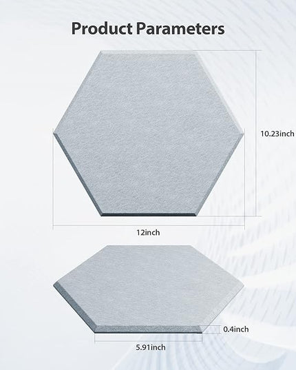 12 Pack Acoustic Panels Self Adhesive Sound Proof Foam, High Density Sound Acoustic Foam Panel, 12X10.23X0.4 Inch Hexagon Wall Panels in Home,Office,Reccording Room,Studio(Blue Gray)