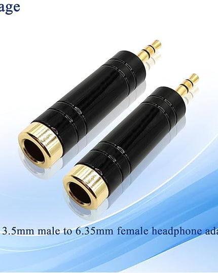 Voluty Tek 6.35MM Female to 3.5MM Male Headphone Adapter 1/4 to 1/8 Audio Stereo Adapter for Headphone 2PCS