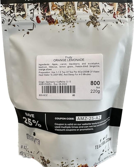Tealyra - Orange Lemonade - Hibiscus - Eucalyptus - Lemongrass - Herbal Fruity Loose Leaf Tea Blend - VitaminsRich - Boost Immune System- 100% Natural – Hot and Iced - Caffeine-Free - 220g (8-ounce)