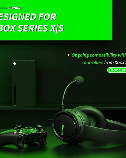 BINNUNE Gaming Headset with Mic for PS4 PS5 Xbox Series X|S Xbox 1 PC NS, Wired Gaming Headphones with Microphone for PS 4|5 Xbox1