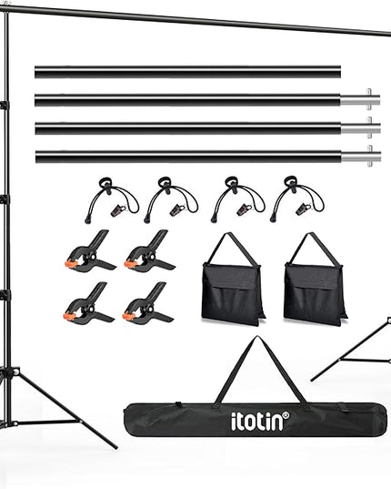Photo Backdrop Stand, 10x9ft(WxH) Adjustable Photography Backdrop Stand, Aluminum Alloy Studio Photo Background Stand Support System for Party, Wedding, Photography, Advertising Display