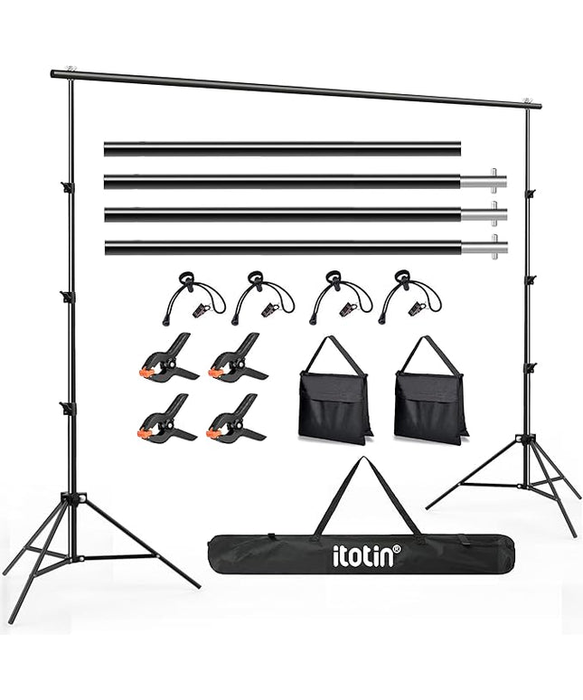 Photo Backdrop Stand, 10x9ft(WxH) Adjustable Photography Backdrop Stand, Aluminum Alloy Studio Photo Background Stand Support System for Party, Wedding, Photography, Advertising Display