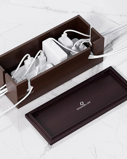 HomeBliss Large Cable Management Box - Stylish Wire Organizer, Wire Concealer and Wire Management Box - Wire Management Box Tall Design for Easy Access（NO Power Strips or Chargers）
