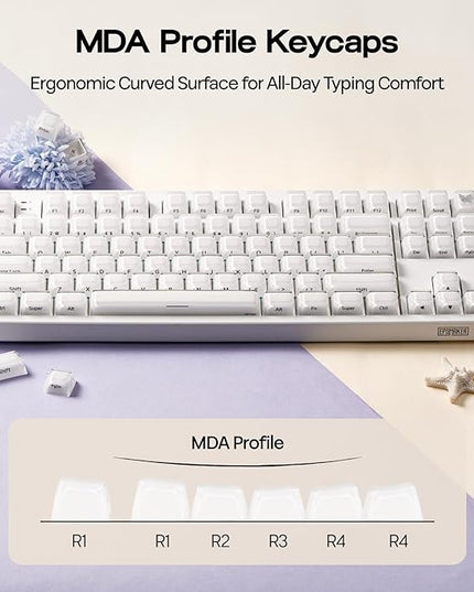 EPOMAKER Lusterfly Jelly Keycaps Set - 123 Keys Double-Shot Laser Engraved, MDA Profile, ABS+PC, Non-Shine-Through, MX-Compatible for 61/68/84/87/98/100/104-Key Mechanical Keyboard (White)