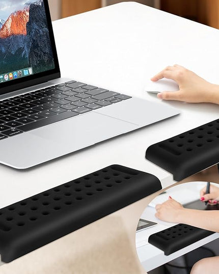 2-Piece Ergonomic Desk Edge Cushion, L-Shaped Memory Foam Elbow Pads with Non-Slip Base, Arm Rest for Desk & Wrist Rest for Computer Keyboard, Office and Home Use