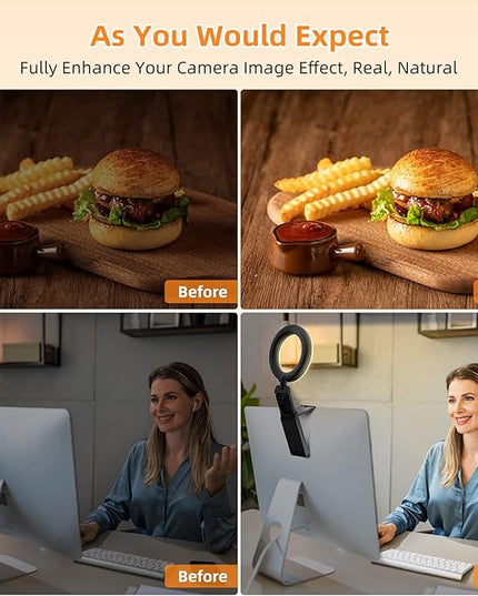 2Packs-Ring Light for Computer Laptop,Video Conference Lighting kit for Zoom Meetings,5" Small Led Selfie Light Portable DeskLight with Stand,Cell Phone Holder Desktop Lighting for Skype Call Black