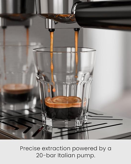 Kismile Espresso Machines with Milk Frother, Professional Espresso Coffee Machines with Removable Water Tank, Cappuccino & Latte Machine with Steam Frother for Home(Stainless Steel)